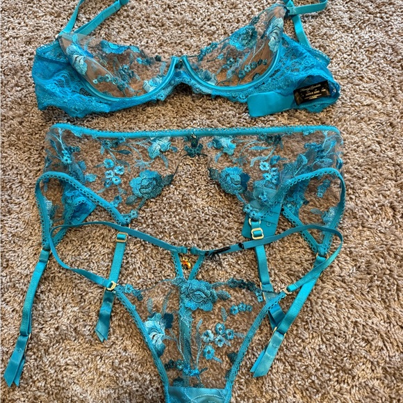 Honey Birdette Whitney ocean 3-Piece Lingerie Set